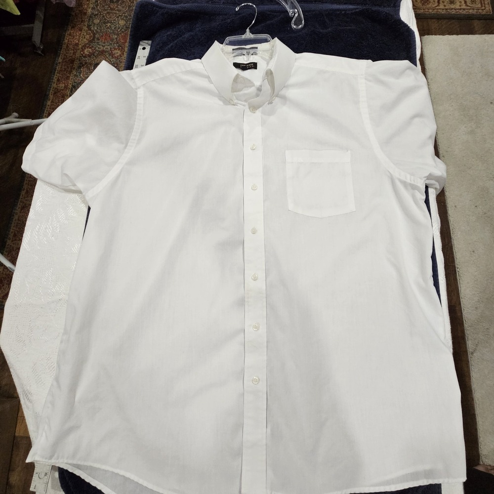 Cambridge Classics Men's 18 White Short Sleeve Wrinkle Free Broadcloth Shirt